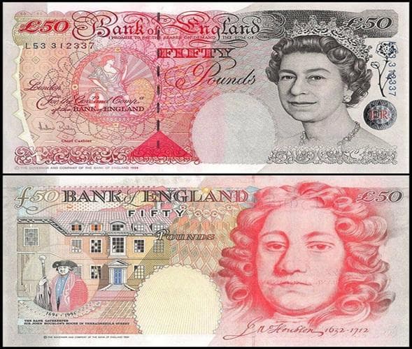 50 GBP Style Prop Banknotes